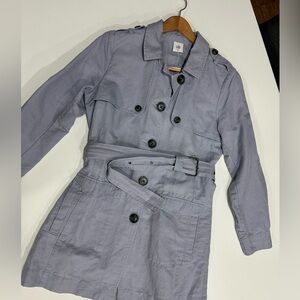 Cabi Women's Silver Lake Blue Double-Breasted Trench Coat